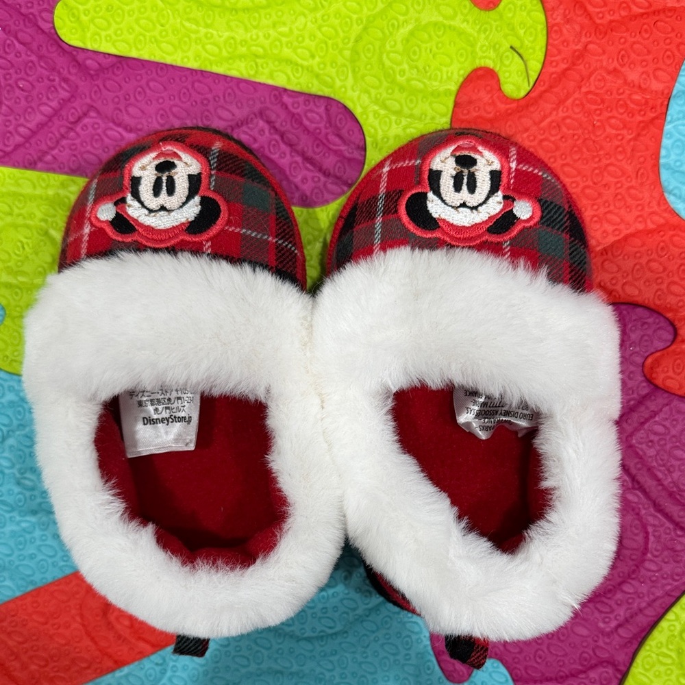 Disney Red and Black Mickey Mouse Baby Slippers